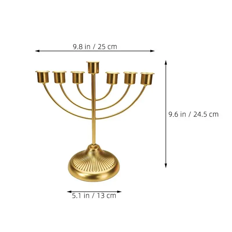 Table Jewish Candlestick Holder Wide Sturdy Base Hanukkah Decoration Menorah For Shelf Cabinet Fireplace Living Room 7-Branch