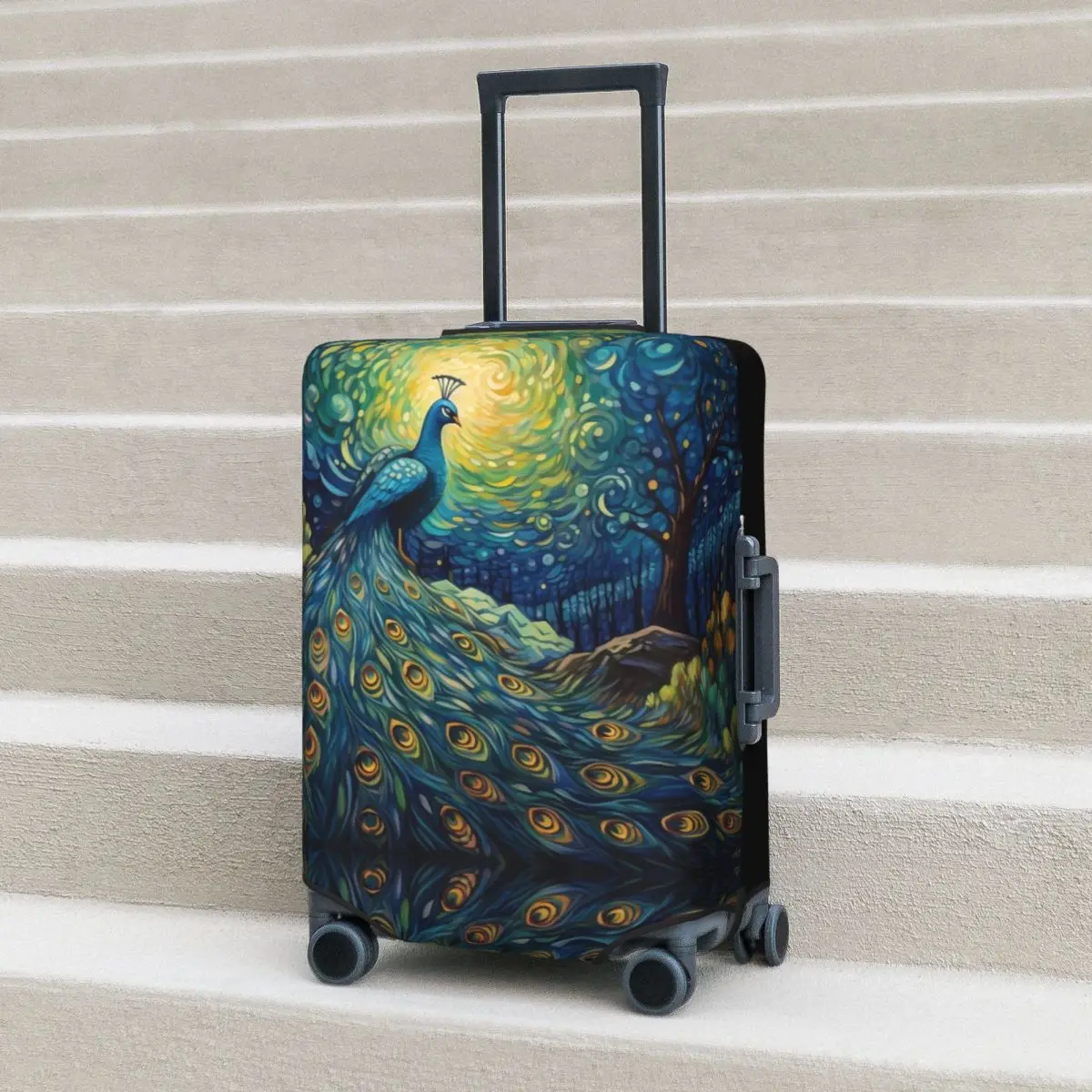 

Van Gogh Art Peacock Suitcase Cover Flight Animal Strectch Luggage Supplies Cruise Trip Protection