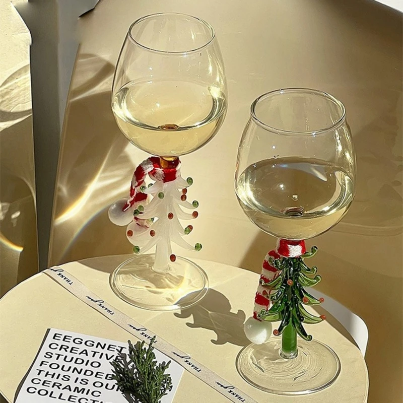 Christmas Tree Wine Glass Stem Wine Glasses Elegant Wine-Goblet Glass Vintage-Decor Festive-Atmosphere Gifts