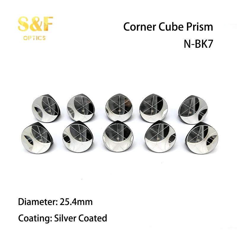 S&F BK7 Silver Coated D25.4mm 8 Arc Secs Return Beam Trihedral Retroreflector, 1inch Corner Cube Prism images - 6
