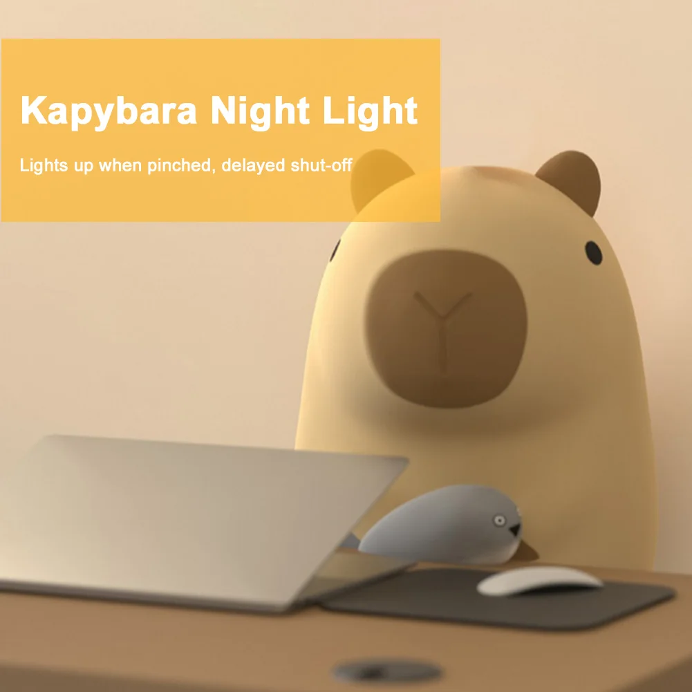 Capybara Night Light Cartoon Pat Light 2 Gear Silicone Sleeping Light USB Charging Atmosphere Light for Home Bedroom Decor