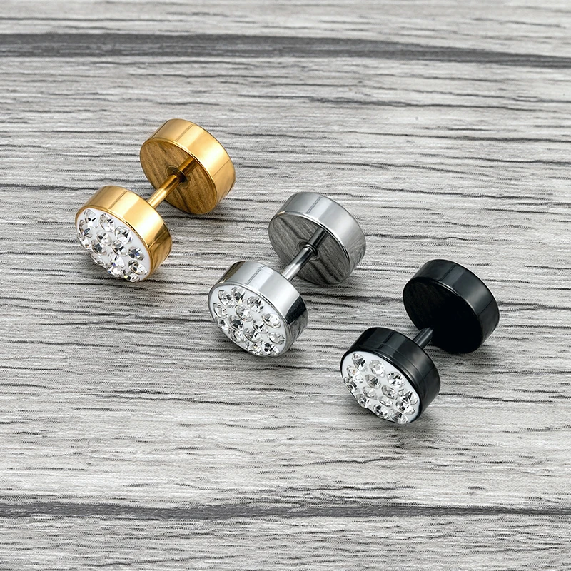 Yellow Chimes Stud Earrings for Men Stainless Steel Golden Black Stud –  GlobalBees Shop