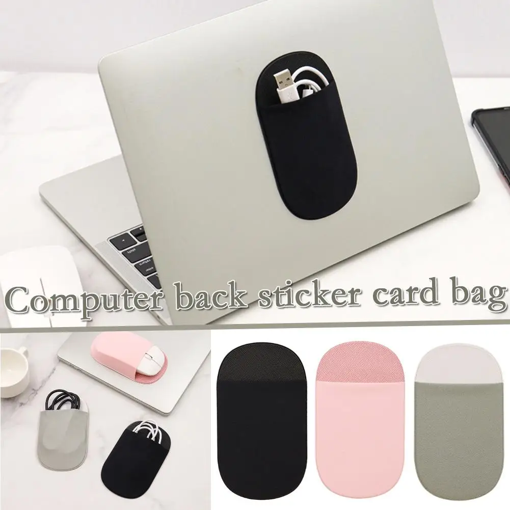 

1pcs Computer Back Sticker Card Bag Mouse Charging Storage Cable Supplies Working Outdoor Bag Self-adhesive Bag Storage L3F8