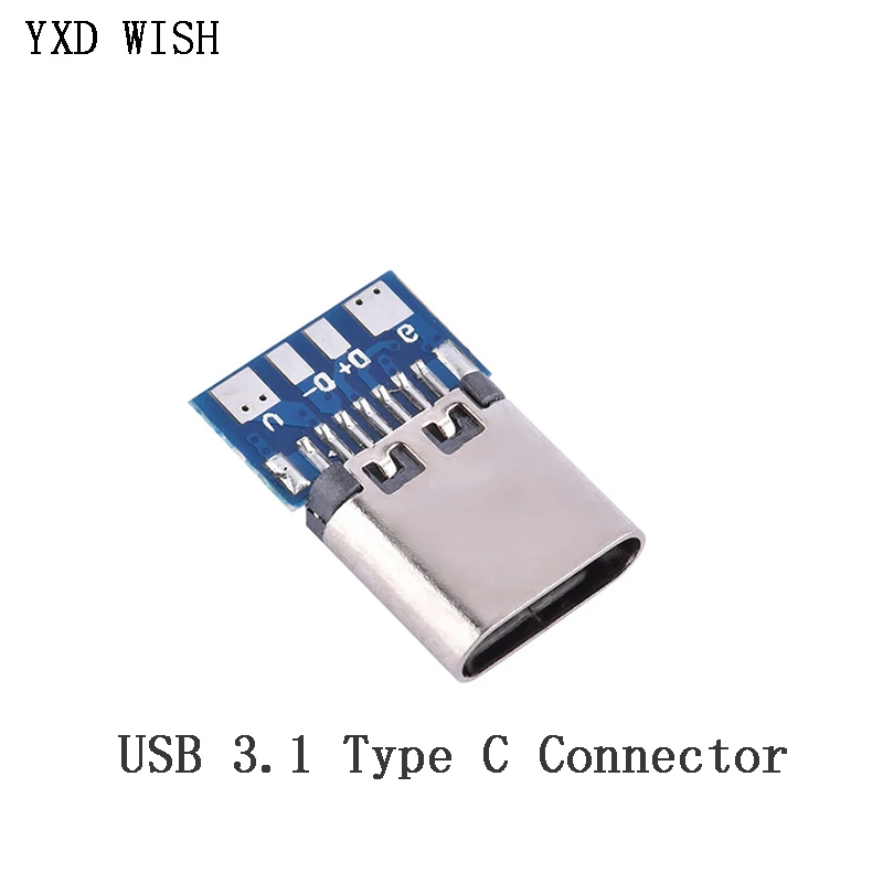 

10pcs USB 3.1 Type C Connector DIY Kit 14 Pin Female Socket receptacle Through Holes PCB 180 Vertical Shield USB-C Connectors