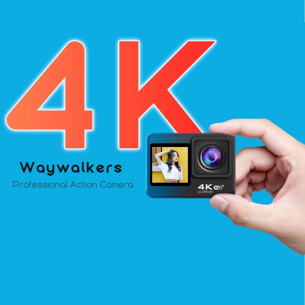 Waywalkers Action Camera 4K 60FPS 24MP 2.0 Inch Screen EIS 4x Zoom
