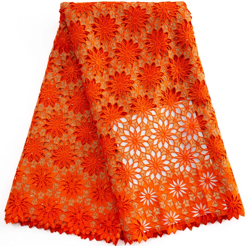 

African Guipure Cord Lace Fabric with Stones 2023 High Quality Nigerian Lace Fabric for Luxury Wedding Party Material F3546