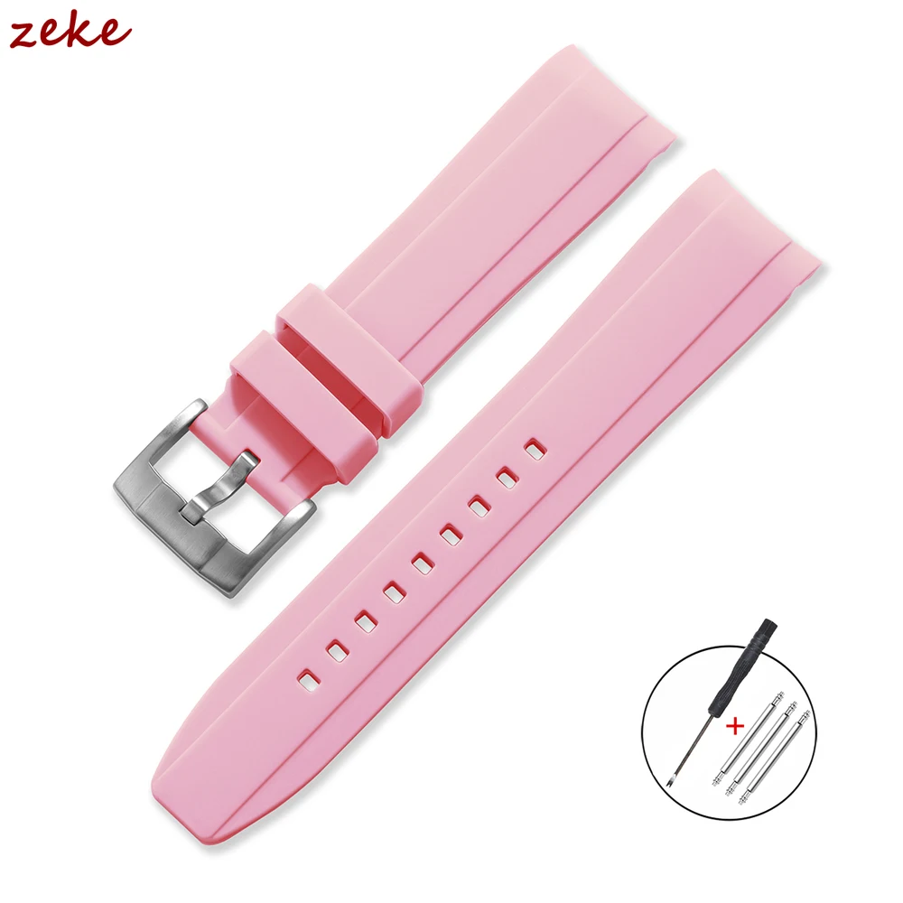 Premium Silicone Sports Watch Band - Soft, Waterproof Curved End Design (20mm & 22mm)