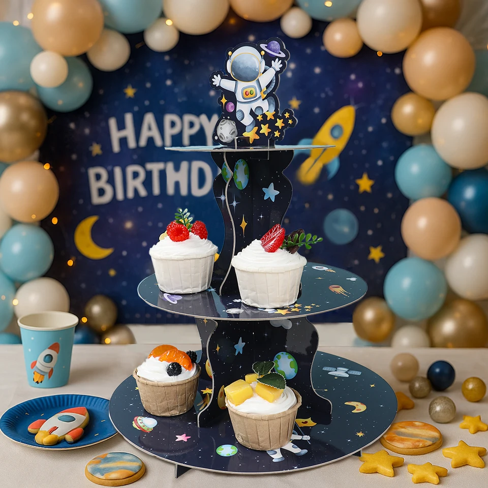 宇宙飛行士ケーキスタンド 宇宙宇宙飛行士ケーキスタンド宇宙飛行士テーマ誕生日パーティーの装飾