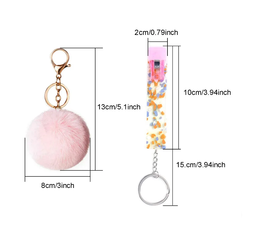 5pcs/lot Wholesale Bling Cigarette Blunt with Pom Pom keychain Gift Holder Atm Credit Card Clip Puller Grabber for Long Nails