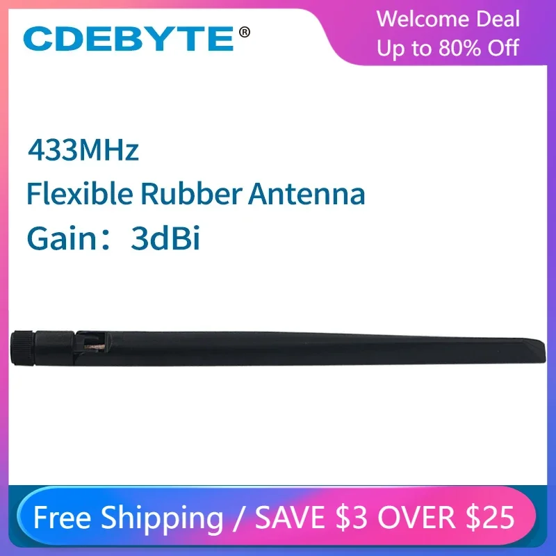 433MHz SMA-J Flexible Rubber Wifi Antenna TX433-JKD-20 High Gain 3.0dBi Omnidirectional 4pc/lot