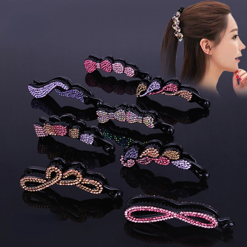 

COME SHINE Rhinestone Banana Hair Claws Barrette Hairpin Vintage Hair Clips Shinning Ponytail Crystal Hair Accessories for Women