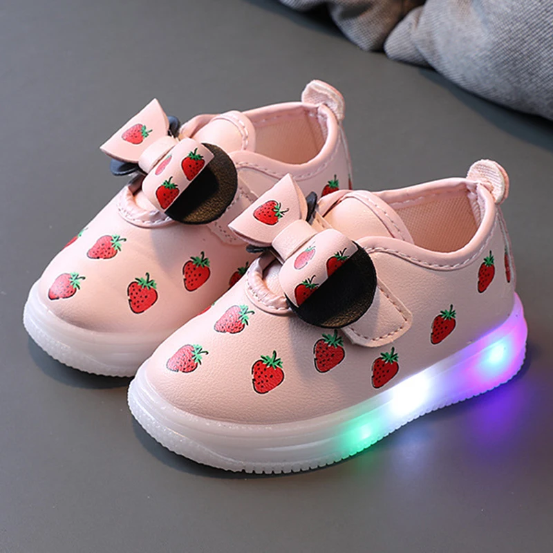 Children's Sneakers Strawberry Girl Children Luminous Glowing