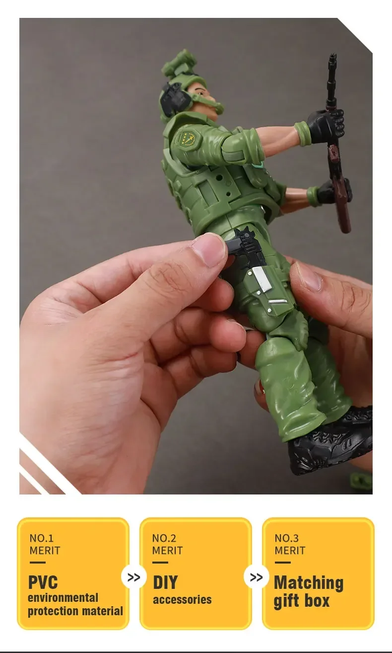 Movable Soldier Action Figure Toy with 15 Joints for Kids