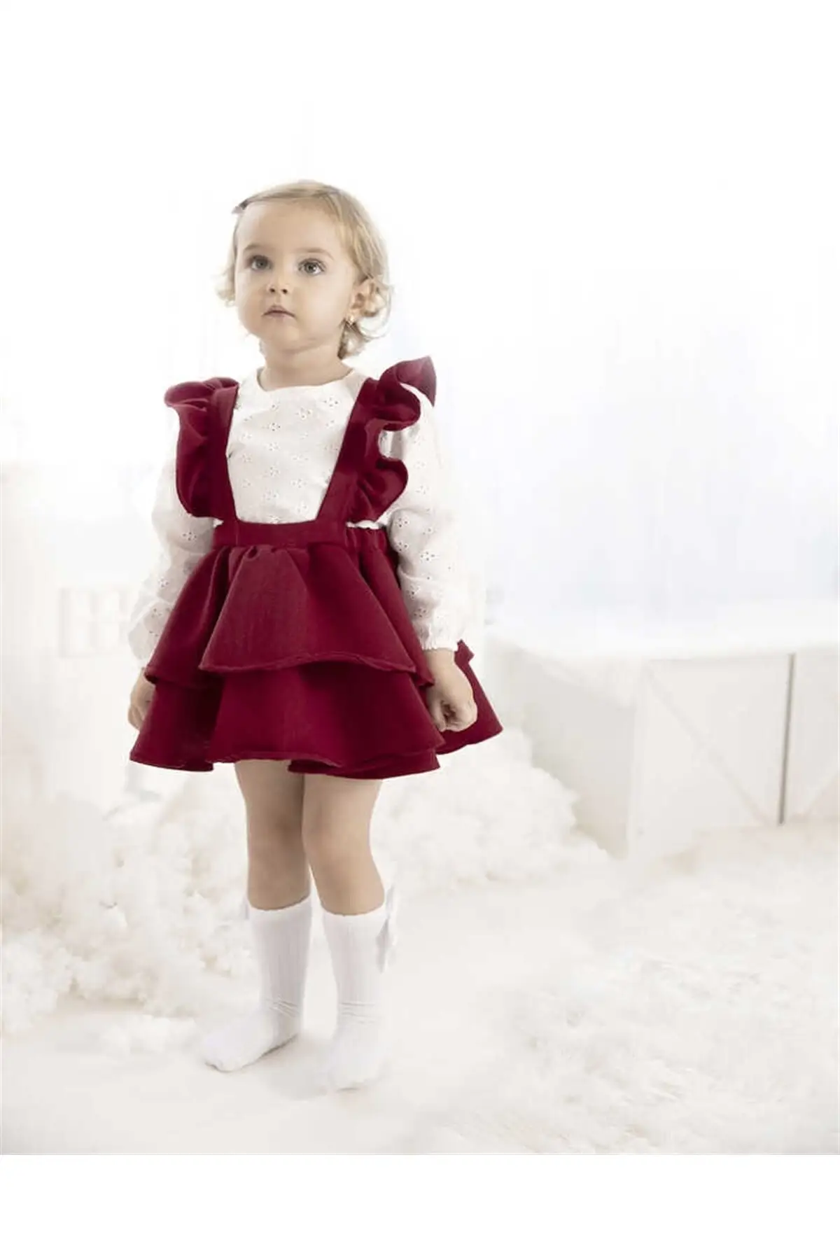 

Burgundy Strap Skirt Blouse Suit-Nessa Dress Clothing