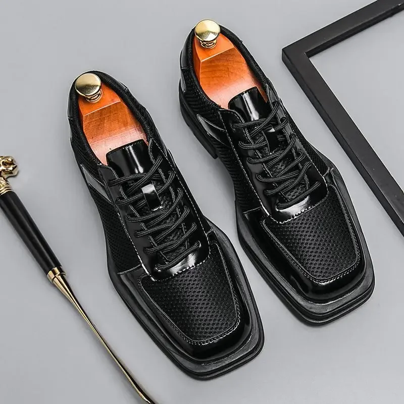 

Men's Wedding Derby Platform Dress Business Leather Height Increasing Party Dress Luxury Leather Shoes