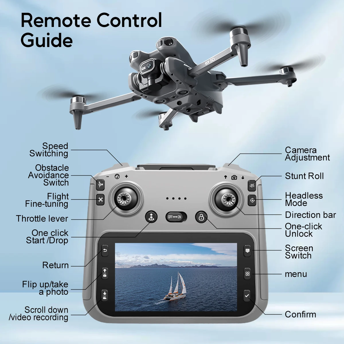 รูปสินค้า โดรนบันทึกภาพ 8K น้ำหนักเบา พับเก็บได้ ระบบ GPS