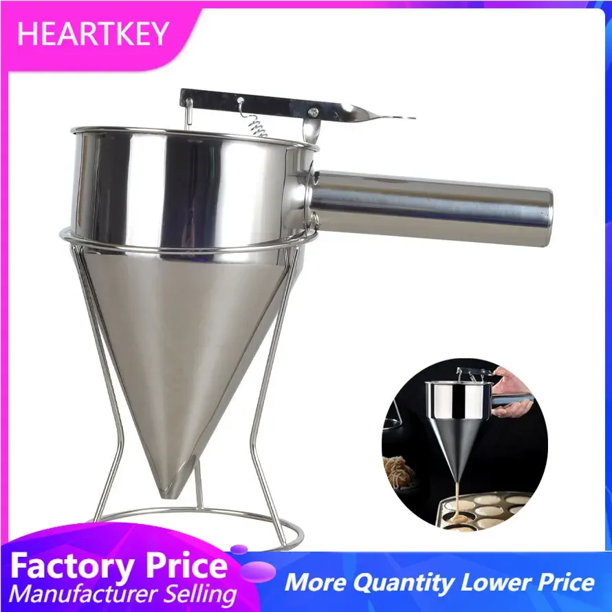 

Batter Funnel Stainless Steel Pouring Dispenser Funnel Cupcake Waffle Cake Dough Handheld Pancake Batter Dispenser Mixer