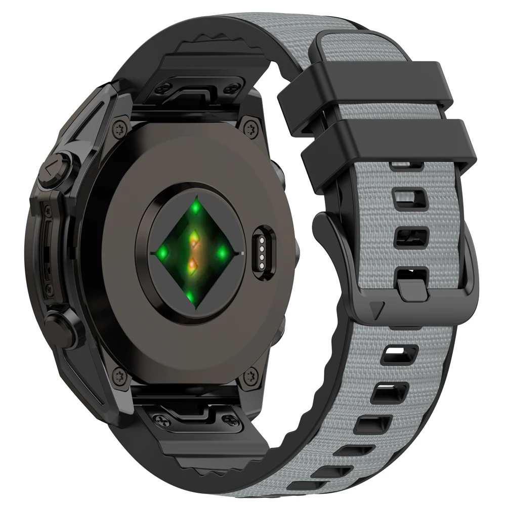 Two-Tone Silicone Strap with Nylon Band Bracelet, QuickFit 22mm/26mm