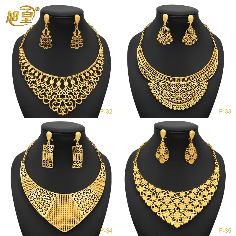 Jewelry Sets Jewelry Set Women Earrings Chain Necklace XUHUANG Ethiopian Gold Color Jewelry Set For Women Dubai Bridal Wedding Necklace And Earring Set Moroccan African Jewelry Gift