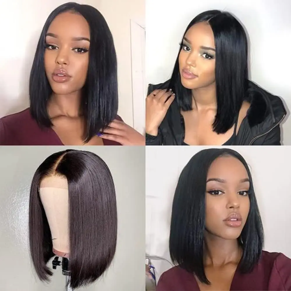 Sun-Ray T Part Lace Front Wig 13*4 Lace Front Human Hair Wigs For Women Closure Wigs 180 Density Short Straight Bob Wigs