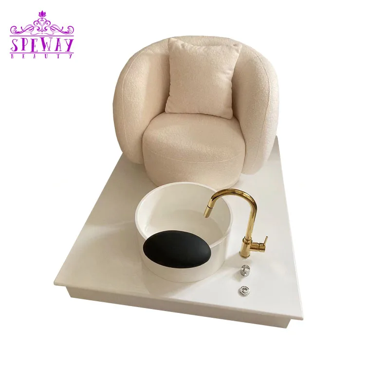 High Quality Luxury Beauty Hairdressing Nail Salon Spa Black Massage Foot Repair Chair With Ceramic Sink