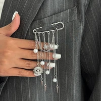 Multi-Functional Evil Eye Brooch Chain Tassel Anklet Pant Pin Faux Pearl Adjustable All-Match Gothic Jewelry for Women Wholesale 3