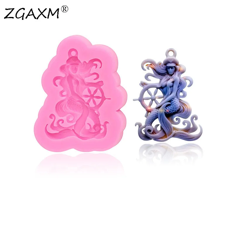 

LM 125 - Captain Mermaid Fondant Chocolate Silicone mold resin shaker jewelry earrings Keychain Polymer Clay Silicone mold