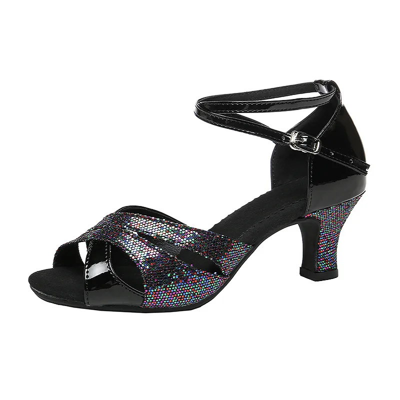 Women's Glitter Latin Dance Shoes Rubber Suede Sole Ballroom Tango Dancing Shoe Salsa Party Dance Shoes Low Heel 3.5CM/5.5CM 3
