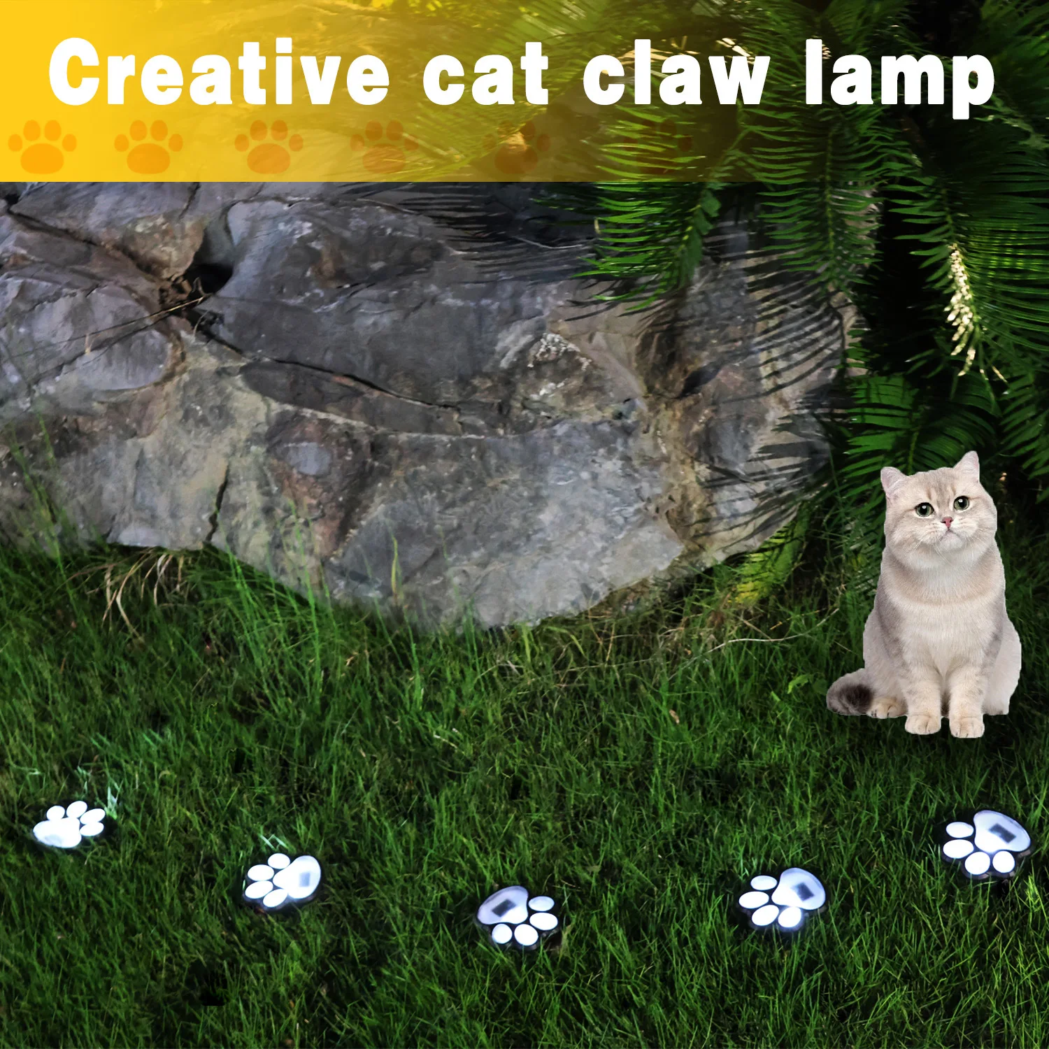 Solar Paw Print Lights Outdoor Pathway Lights For Cats And Dogs Paw Garden Decor With Auto On Off Waterproof LED Yard Lamp
