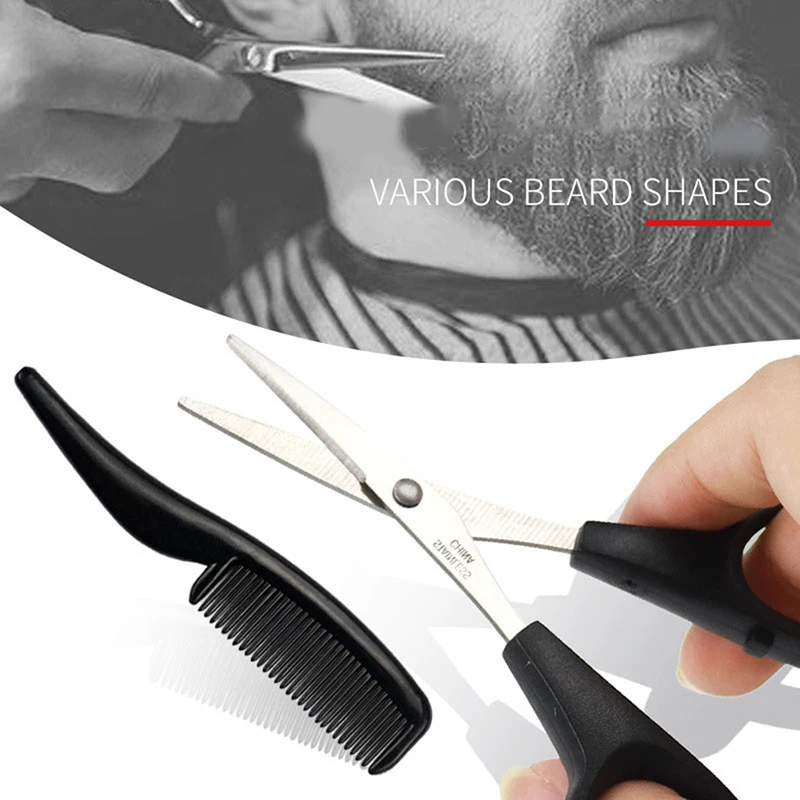 Herren Bart Schnurrbart Kamm Nase Ohr Schere Trimmen Kit Haushalt Mini Bart Schere Set – Detail 2