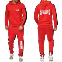 HARDCORE Printed Hoodie Sweatpants Tracksuit Men's Hooded Sweatshirt+Pants Pullover Sportwear Suit Clothes 2 Pieces Sets 2