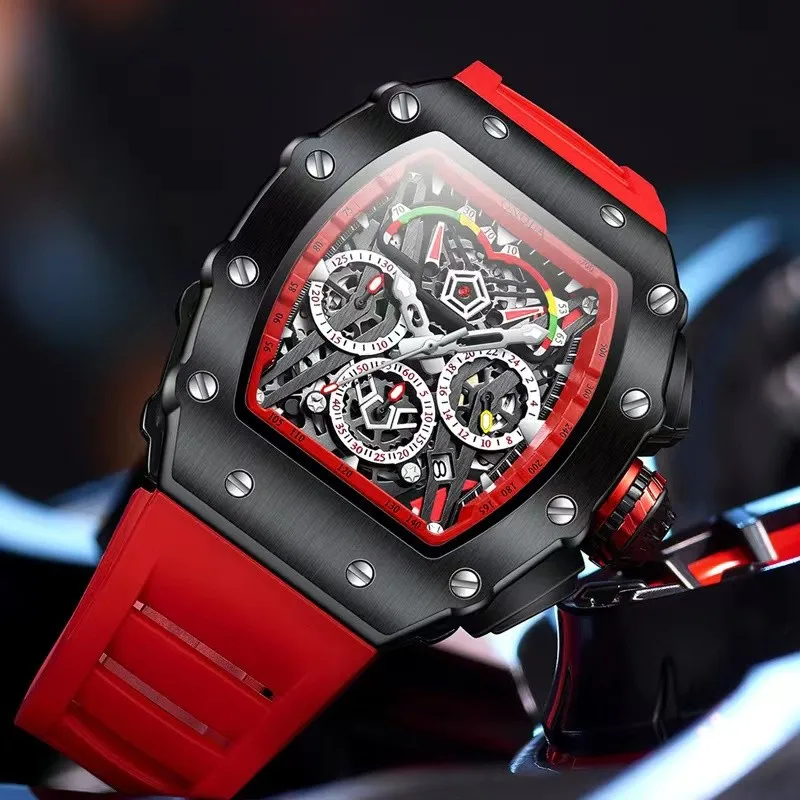ONOLA Watch For Men Fashion Brand Sports Waterproof Quartz Watches Silicone Strap Tonneau Mille Clock Free Shipping Reloj Hombre