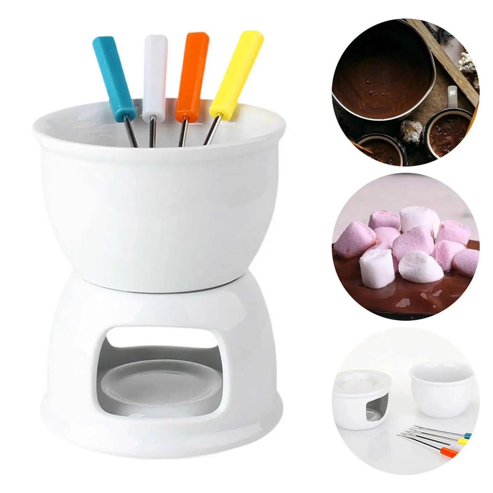 Chocolate Fondue Pot Melting Mug Cheese Tea Light Porcelain Melting Pot for Weddings and Events Anniversary Birthdays Engagement