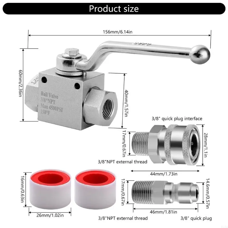 E15A Professional Stainless Steel Valves & Adapter Set Easy Operate Stainless Steel Valves Simple Installation