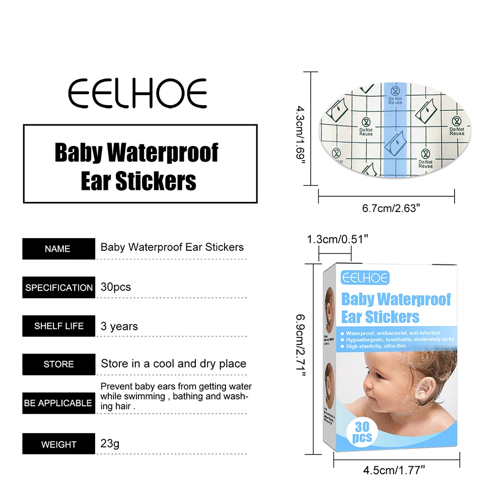 100pcs Baby Waterproof Ear Stickers Bath Swimming Infant Newborn Shower Nursing Ear Patches Protector Care baby waterproof ear stickers