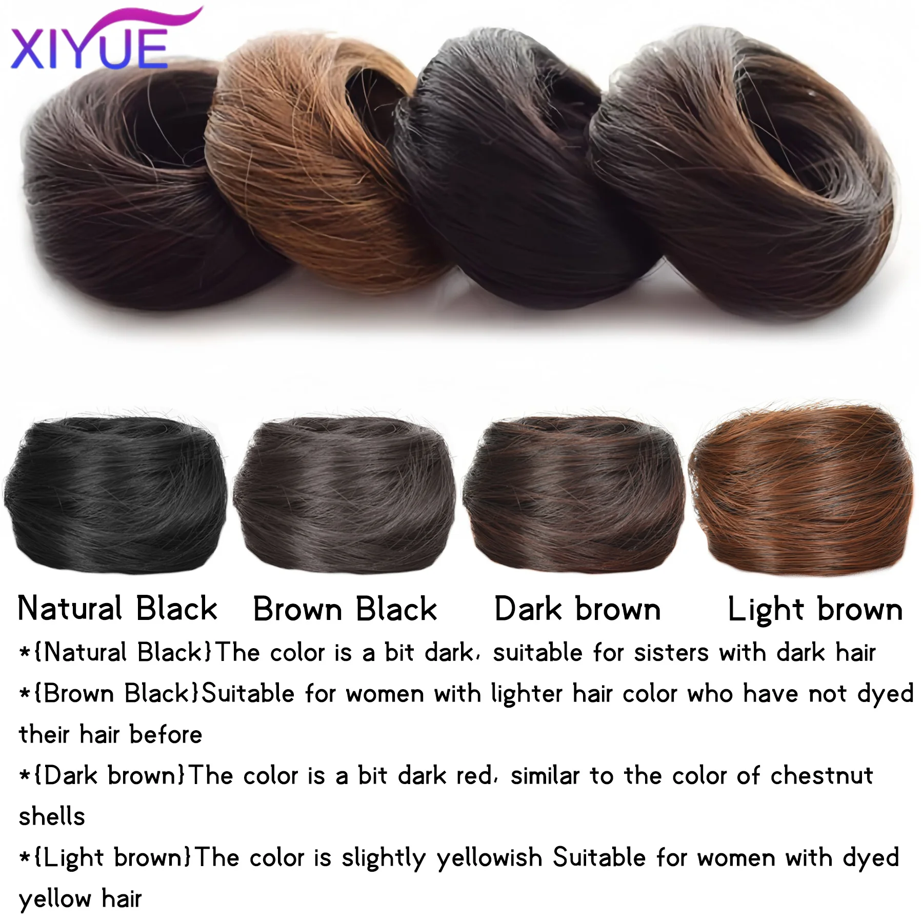 Synthetic Messy Bun Hair Piece Straight Chignon Extension Mini Rubber Band Hair Bun Scrunchies Donut Wig Accessory