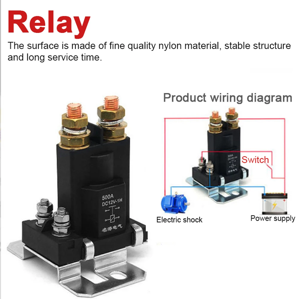 Car Starting Relay Auto Startup Contactor 12/24V 500A High Current Relay Intelligent Dual Battery Isolator Switch For Camping
