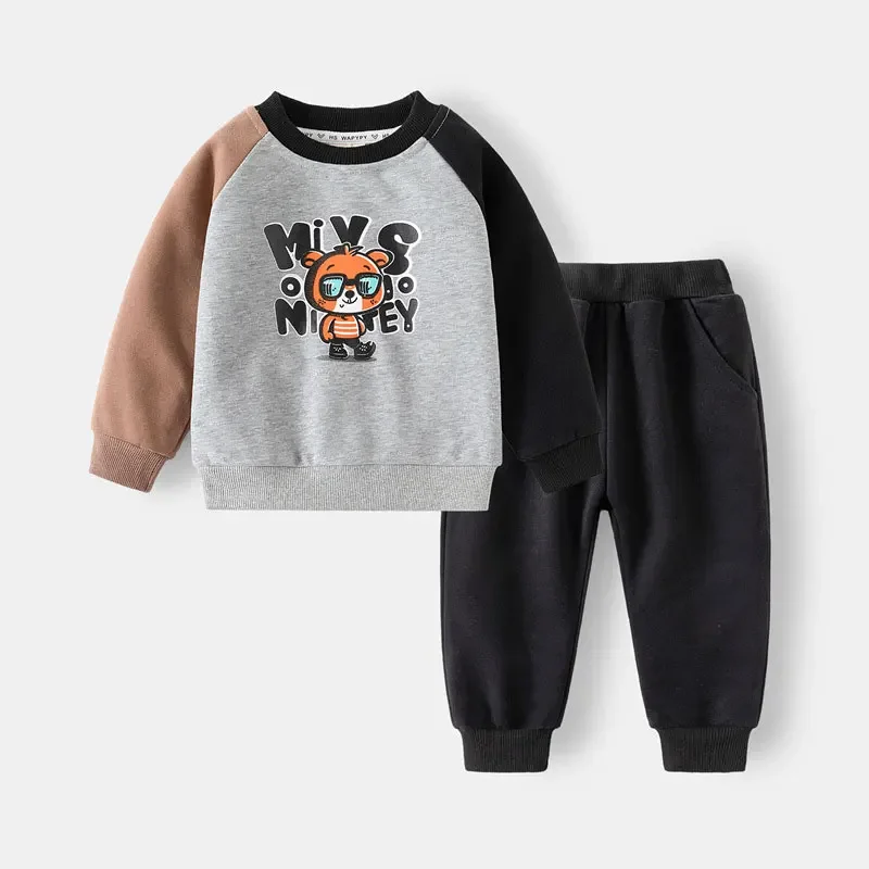 thumbnail image 1 of New Spring Autumn Children Clothes Set Color Patchwork Kids Boys Two-Piece Sets Children Boy Casual Tracksuit Outfits Tops Pants, 1 of 6