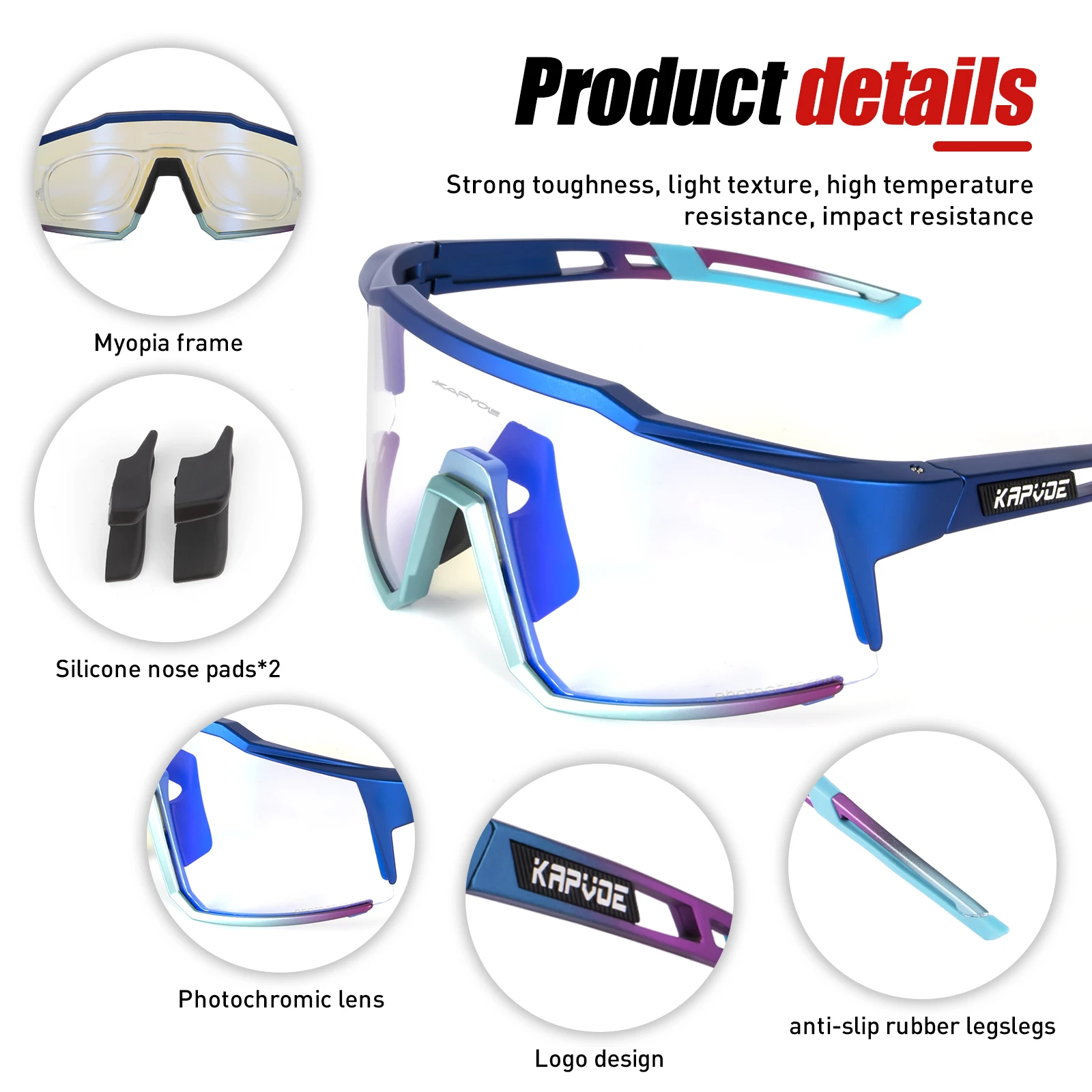 Cycle Glasses Road Sport KAPVOE Photochromic Cycling Glasses Men