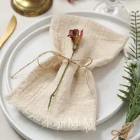 10pcs Vintage Rustic Cotton Napkins Retro Burr Soft and Absorbent Napkin Cloth Linen for Wedding Party Table Decorations 1