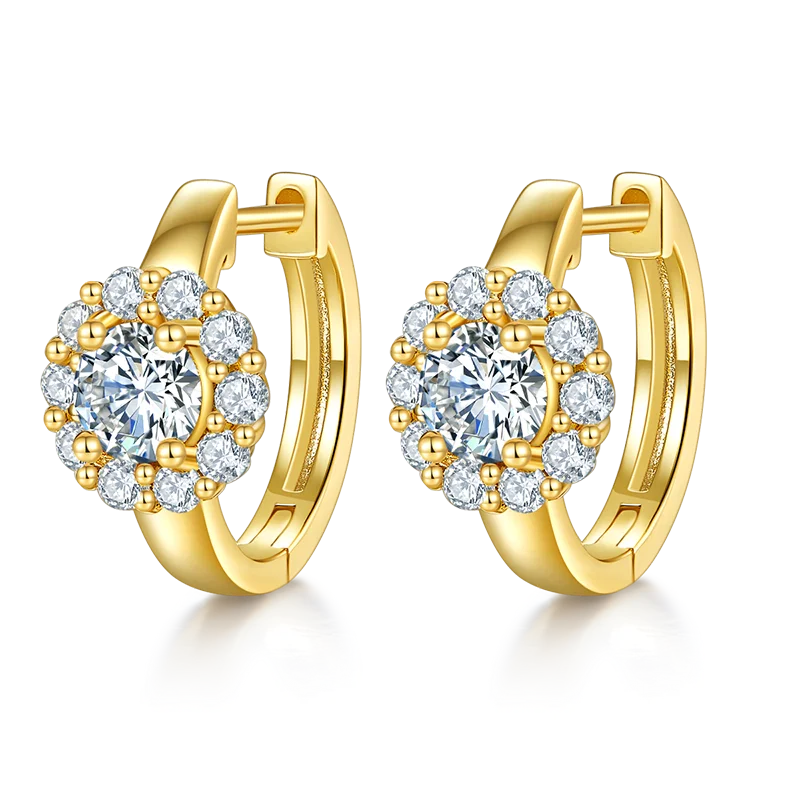 1,6 cttw D Farbe Moissanit Sonnenblume Creolen Frauen 925 Sterling Silber Edlen Schmuck Diamant Blume Ohrringe Huggie Gra – Detail 3