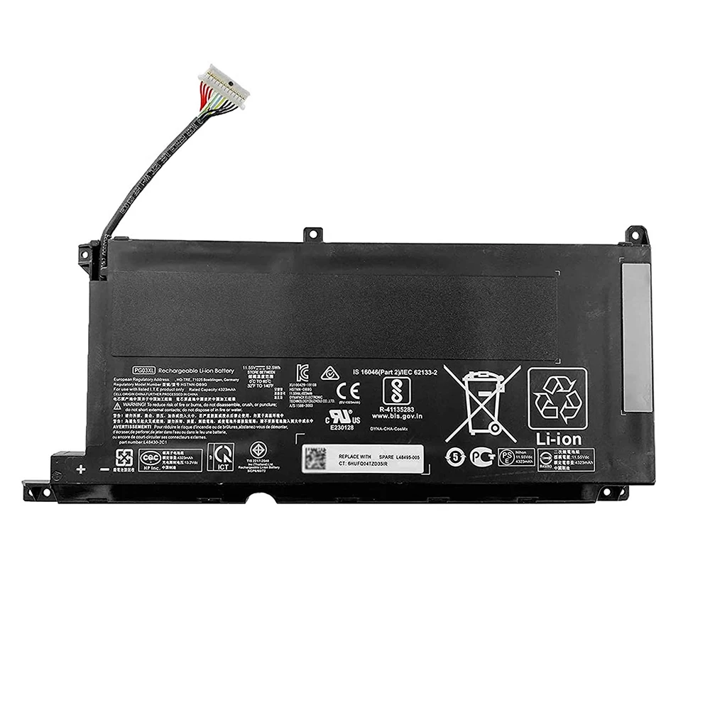 Apexway 11.55v 52.5wh Pg03xl Portátil Bateria Notebook para hp Pavilion 15-dk Série 15-dk0125tx Hstnn-ob1i L48485005 - Imagem 2