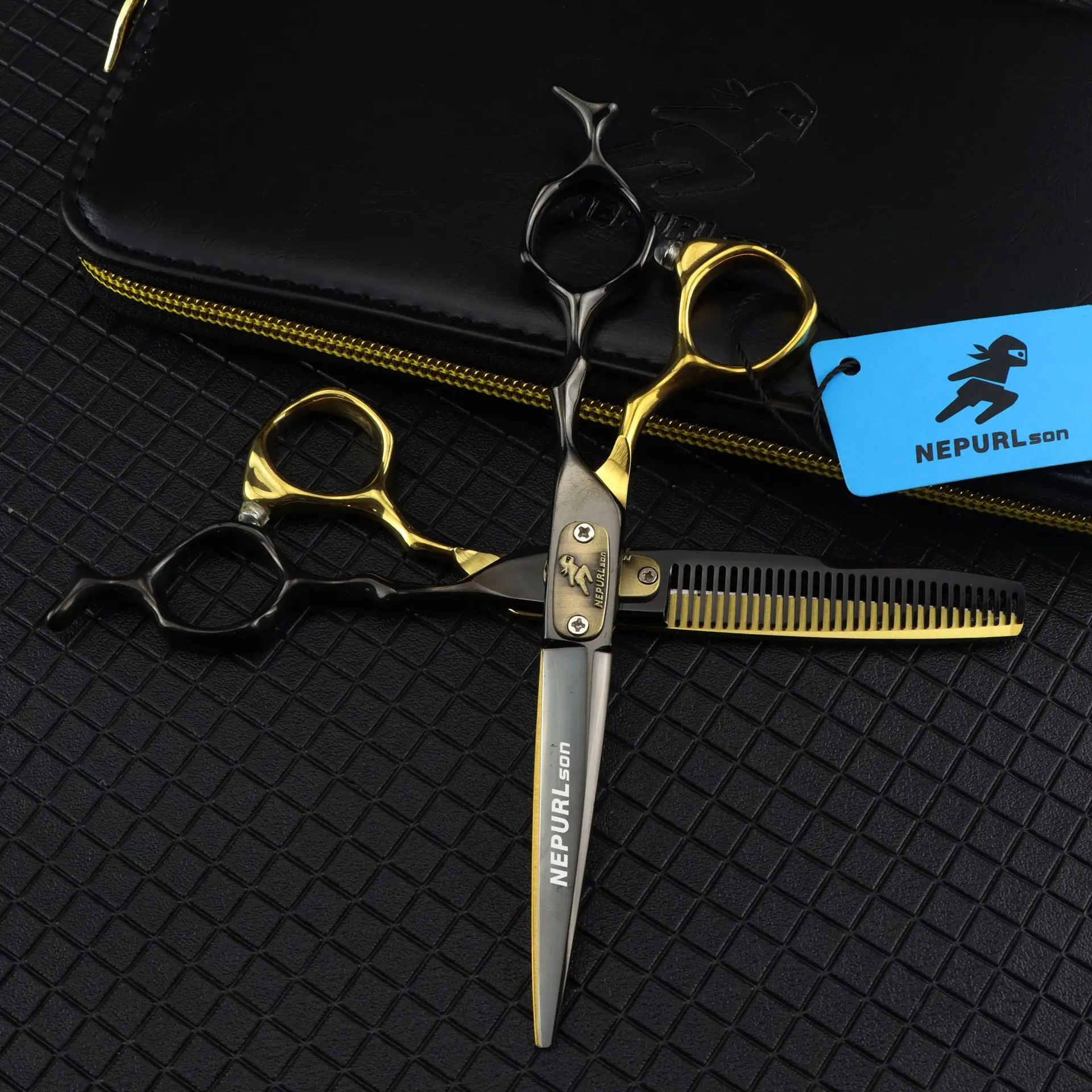 

6.0 inch black gold cover Napson Hair scissors hair salon exclusive
