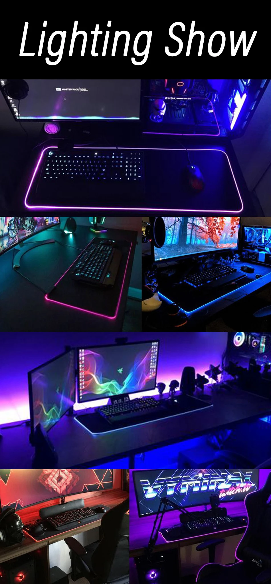 de mesa rog tapete antiderrapante rgb luminoso