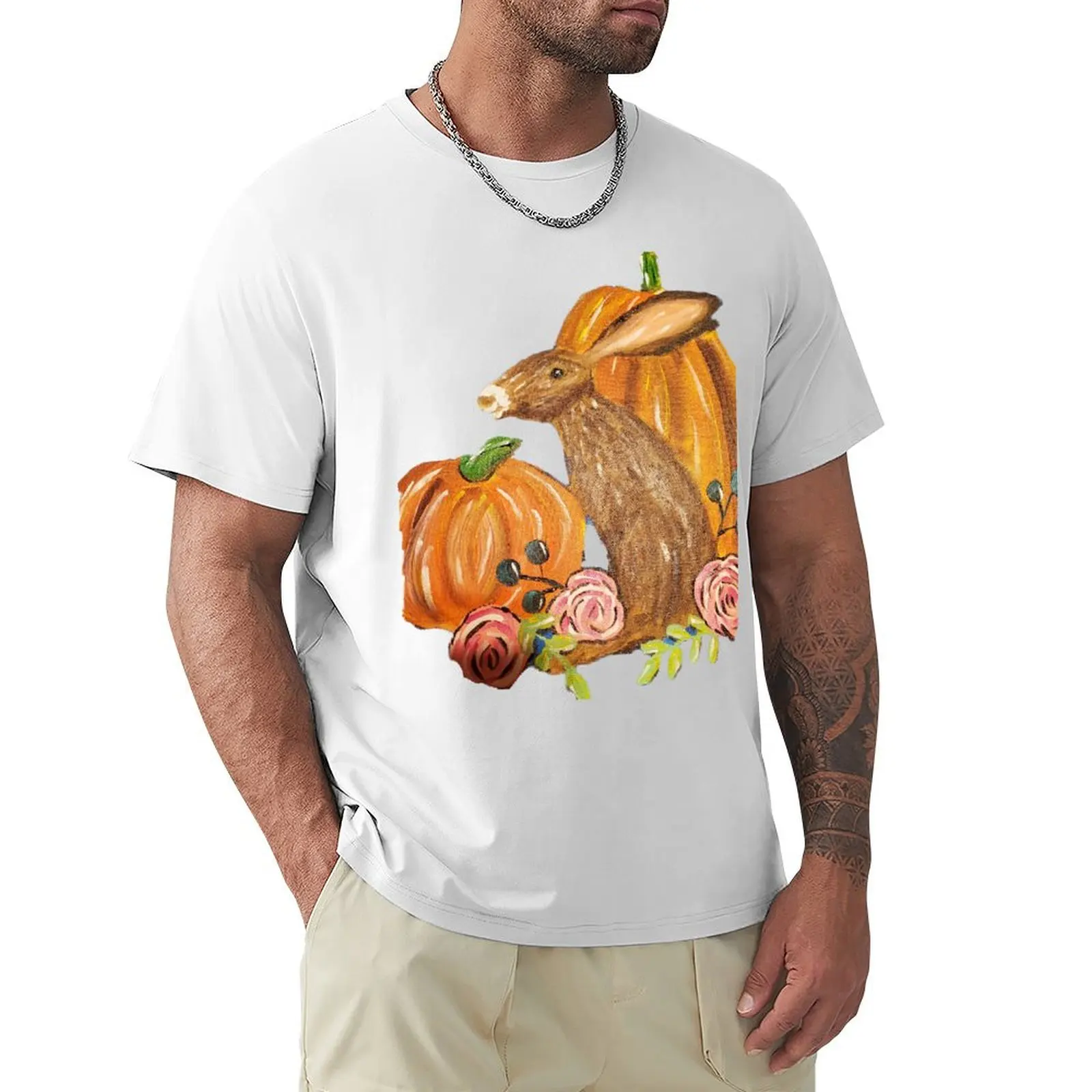 

Осенняя футболка с рисунком кролика, футболки оверсайз, кавайная одежда, мужские футболки с рисунком из аниме