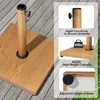 Patio Umbrella Base, 43lbs Outdoor Heavy Duty Square Concrete Stand Market Umbrella, Teak Brown 6