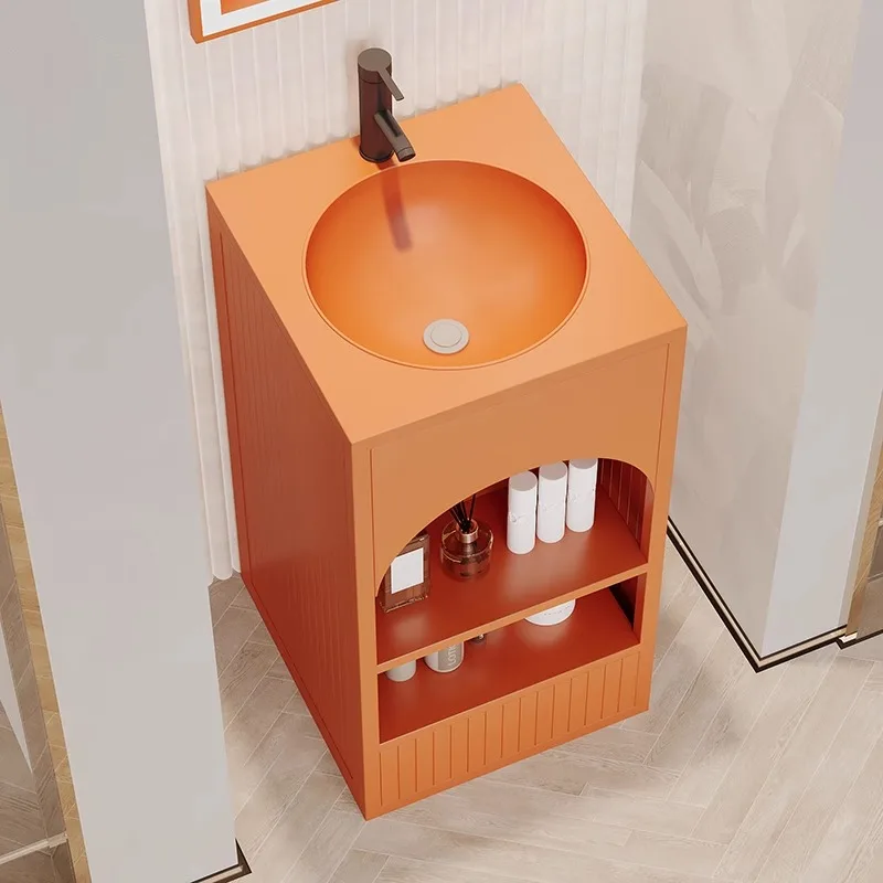 Column small washbasin industrial wind floor type integrated washbasin Internet celebrity trend color stainless steel