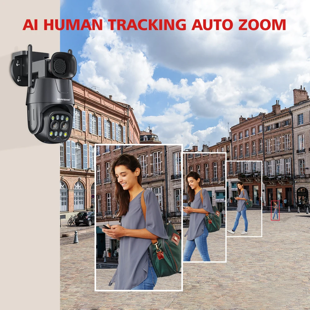 Ip Camera Wifi/4G Sim-kaart Ptz Hd 4MP 8MP Dual Lens 2.8Mm-8Mm 10X Zoom Outdoor ai Menselijk Tracking Kleur Nachtzicht Audio Security Camera