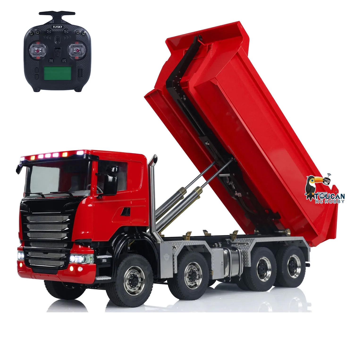 1/14 RC Hydraulic Full Dump Truck 8x8 Roll-on off Dumper Car Differential Lock Axles Painted Assembled Tipper Model for Adult 2