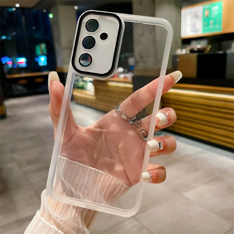 Clear Solid Color Silicone Case with Camera Protection for Various Smartphone Models